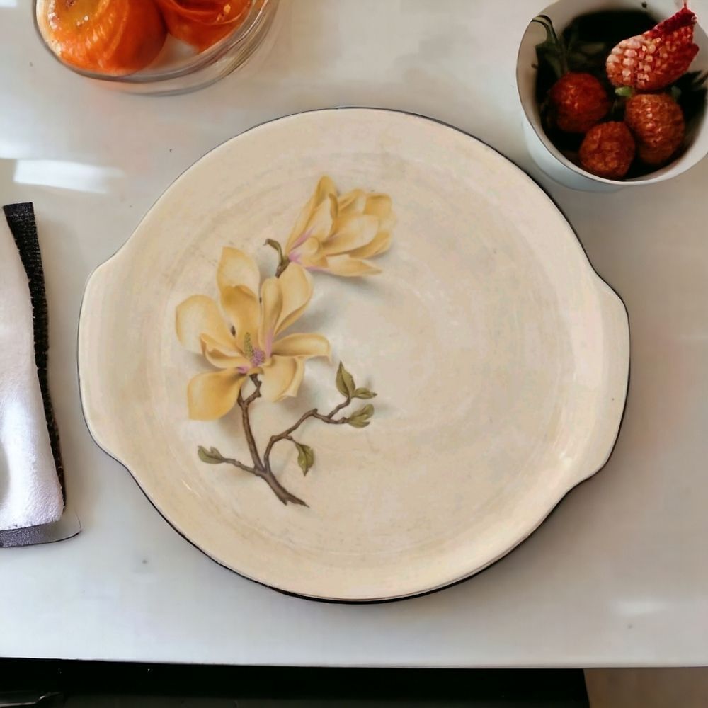 Vintage Universal Oven Proof Platter Chop Plate Tray Magnolia Permacal Pattern. - Picture 13 of 16